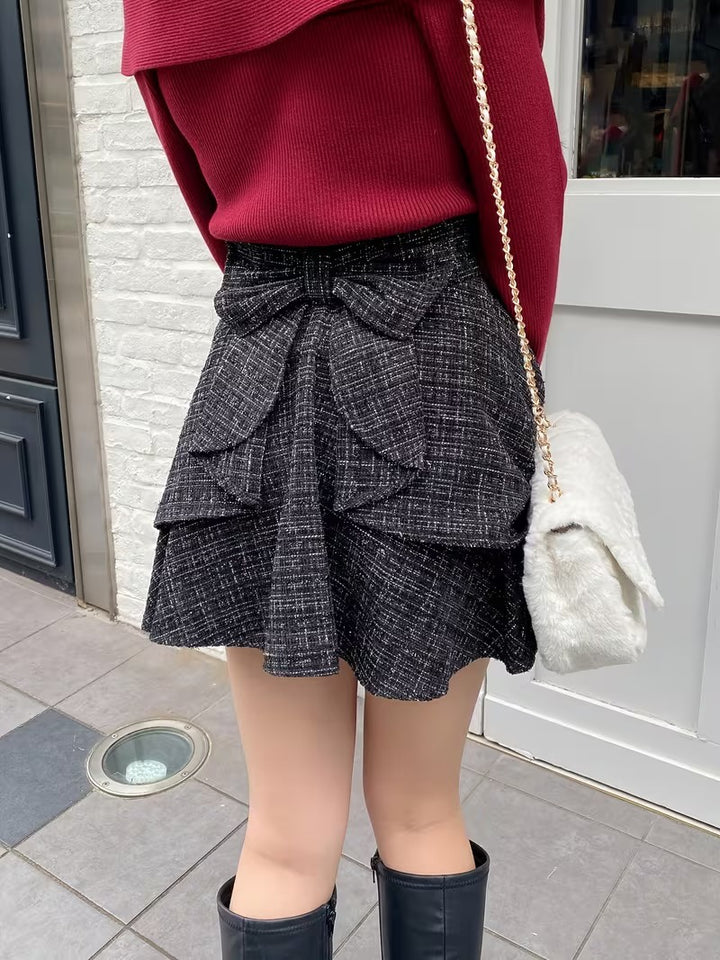 Jupe Mini Taille Haute pour Femme avec Nœud