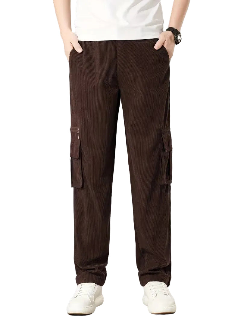 Pantalon Cargo Côtelé Coupe Droite pour Homme